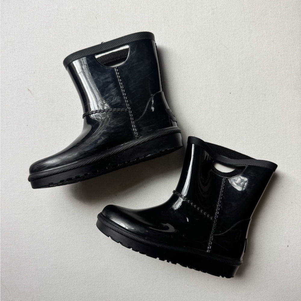 UGG Rain Boots Black 10 Minimalist Neutral Waterproof Scandi Coastal Cottagecore - Picture 2 of 8